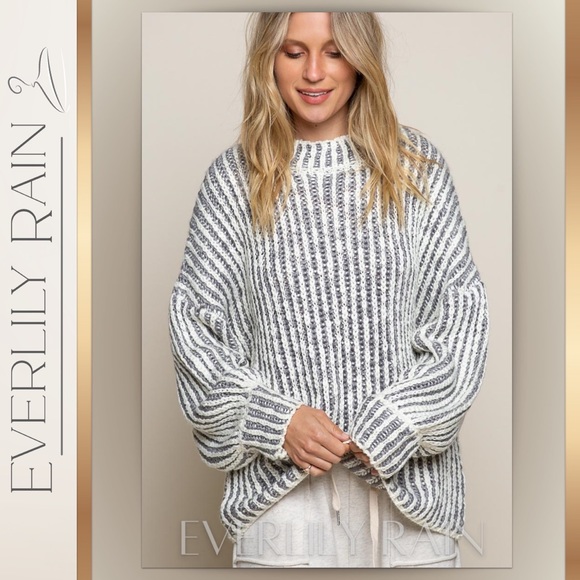 LAST ONE! POL Cozy Handmade Weave Striped Sweater - Picture 6 of 12